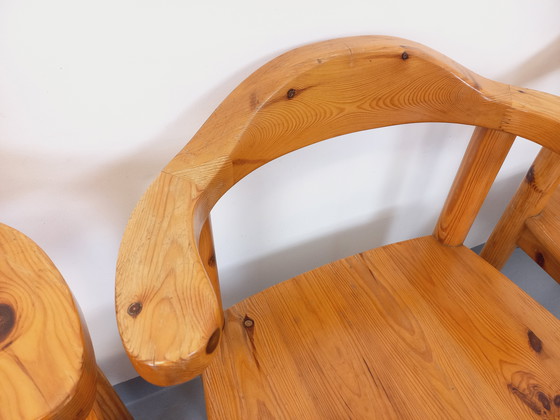 Image 1 of Suite von 4 Sesseln im Stil von Rainer Daumiller aus Kiefer aus den 60er 70er Jahren