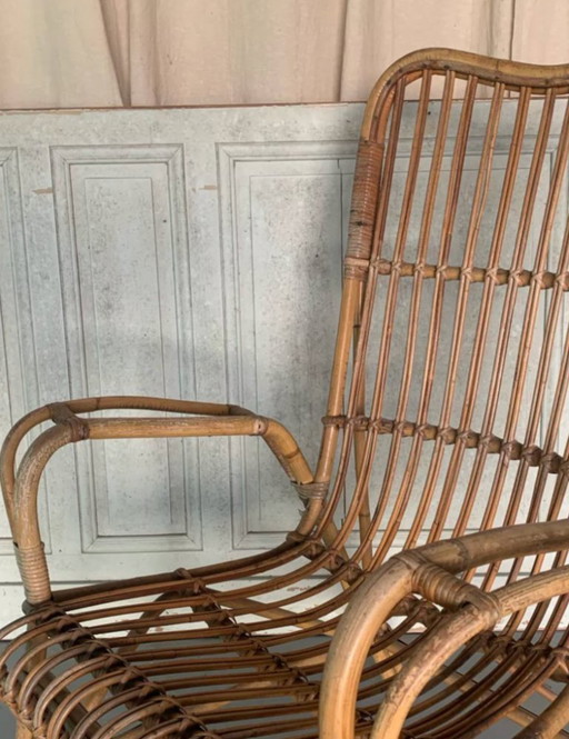 Fauteuil Vintage en Rotin, 1950s – Rattan (photo 2 of 5)