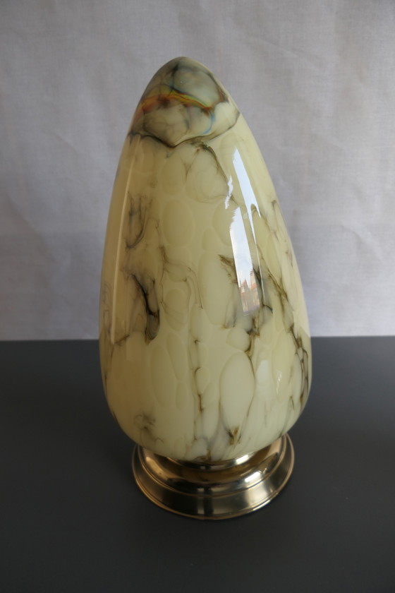 Image 1 of Twee art deco plafondlampen, gemarmerd, druppelvorm