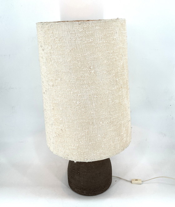 Image 1 of Large 1960s Ceramic Table Lamp or Floor Lamp with Original Fabric Shade from Krösselbach