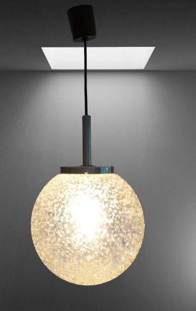 Lampe suspendue en verre bullé Hofmeister