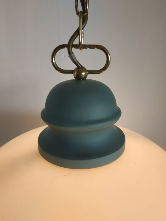 Image 1 of Schitterende Retro/vintage (elektrische)  mushroom 'olielamp' plafondlamp met 2 lichtbronnen 