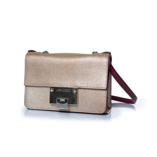 Borsa a tracolla Jimmy Choo modello Rebel in pelle rosa.
