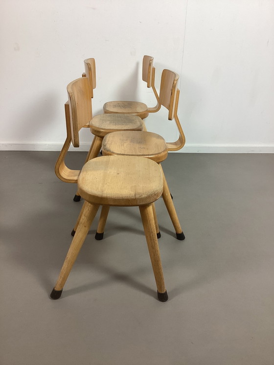 Image 1 of 4 chaises hautes en bois de hêtre Vintage Toddler