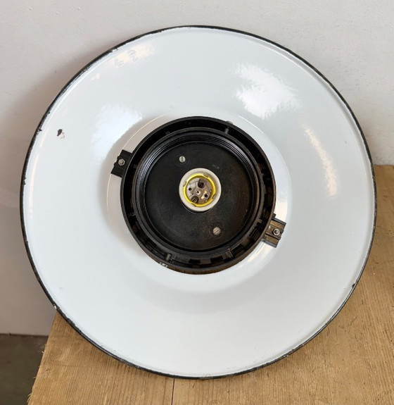 Image 1 of Industrial Grey Enamel Cage Pendant Lamp, 1960s