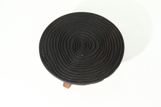 Image 1 of Vintage Artisan Round Tripod Coffee Table 1960s