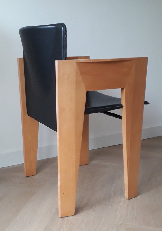 Image 1 of Arco Dining Chair design wooden leather chair Arnold Merckx