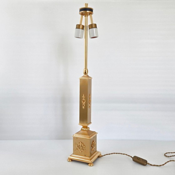 Image 1 of Vintage 1970s table lamp signed Sciolari, bronze and gilt brass, 70s