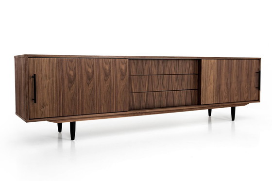 Image 1 of Notenhouten dressoir O-S02 schuifdeur en 3 laden 200