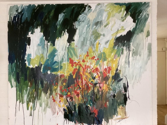 Pintura abstracta multicolor de Henk Hofstra, Pinturas y dibujos, Lienzo, Verde (foto 5 de 6)