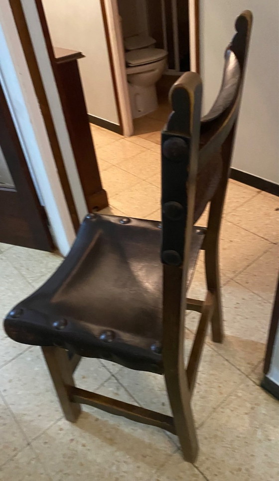 Image 1 of 12 Castilian chairs made of wood and leather