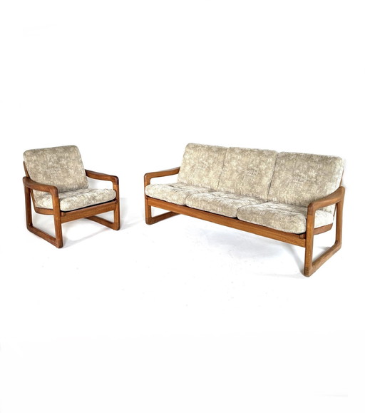Vintage armchair + 3-seater sofa, Holstebro Møbelfabrik '80
