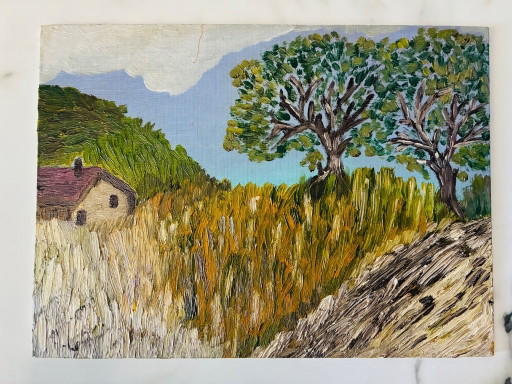 Oil painting of a landscape in the Drôme Provençale region – schilderijen tekeningen, Canvas (photo 2 of 6)