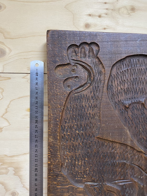 Image 1 of Tagliere di pan di zenzero in legno massello vintage - a forma di gallo