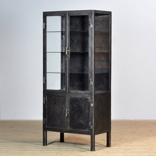 Polished iron medical cabinet, 1920s