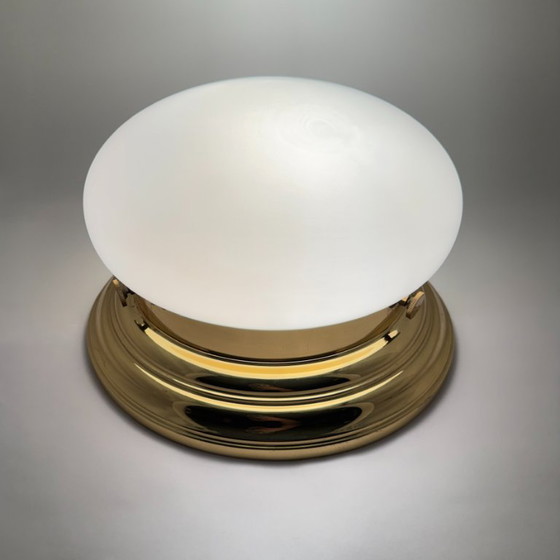 Vintage Ceiling Light - Art Déco / Mid Century Design - 2-bulb E14 - Bauhaus Style, Brass, Glass, Gold (photo 2 of 15)
