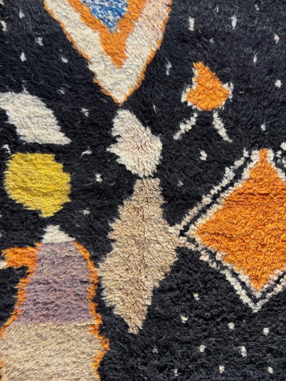 Image 1 of Moroccan Berber Black wool rug 200x280 cm– black abstract tribal carpet