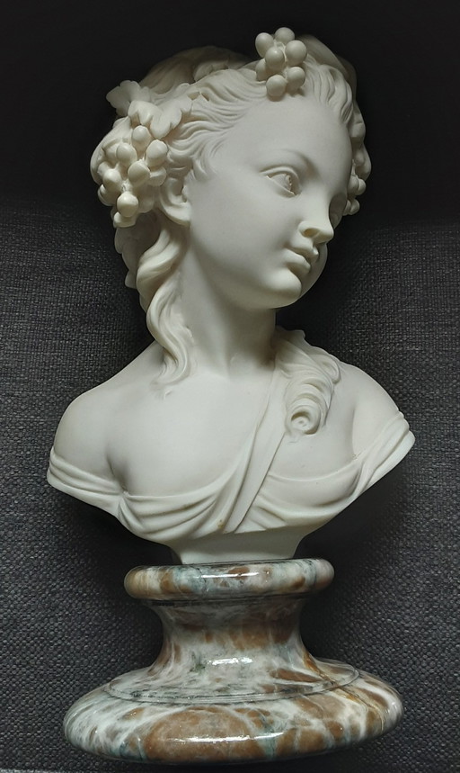 Alabaster Bust on Marble Base