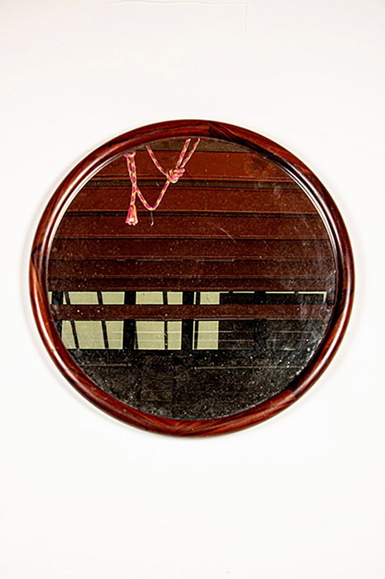 Image 1 of Grande specchio rotondo in palissandro danese di Vildbjerg Mobelfabrik 1960