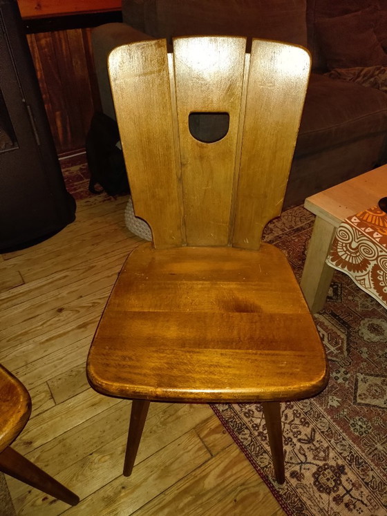 Vintage wooden brutalist Dining chairs, Brown (photo 5 of 5)