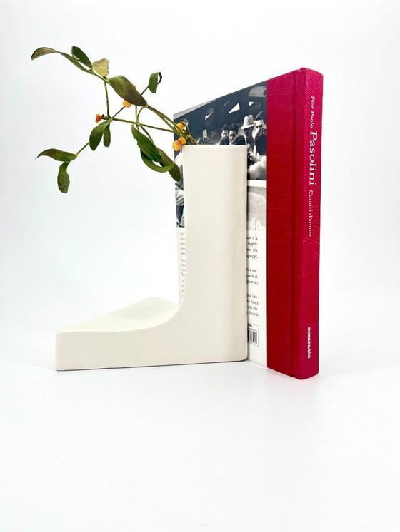 Image 1 of Vintage White Ceramic Geometric Vase by Parravicini, Italy 1970