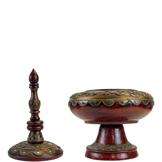 Antico contenitore per offerte Hsun-Ok birmano – Myanmar c. 1890–1920 – Oggetti decorativi, Legno, Vetro (photo 6 of 10)