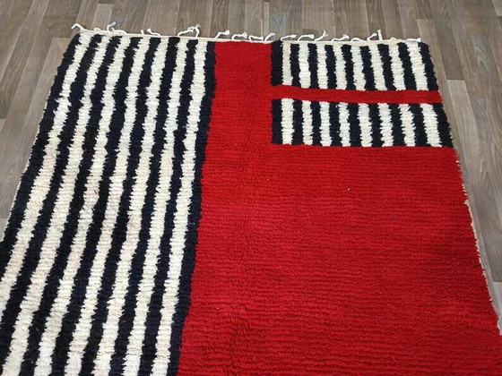 Rood handgemaakt vloerkleed versierd met rayon 200cmx300cm – Vloerkleden en tapijten, Wool, Bohemian (photo 8 of 11)