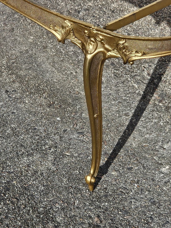 Image 1 of French Vintage oval Onyx Marble and Brass Coffee Table-Marble Cocktail Table-Lounge Table-Style Louis XV-60s