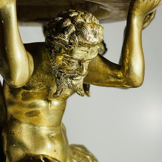 Centrotavola in bronzo dorato e marmo con Tritoni Dei dei Mari, XIX secolo – Accessori da tavola, Bronze (photo 2 of 13)