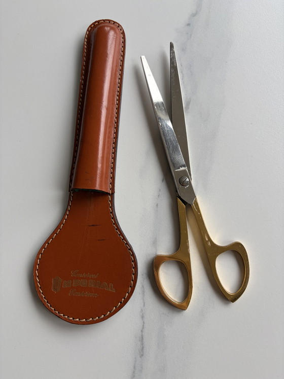 Vintage schaar met etui Imperial – Tafelaccessoires, Leather, Metal (photo 3 of 5)