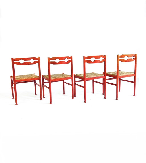 4X Vintage Rush Eetkamerstoelen ‘70