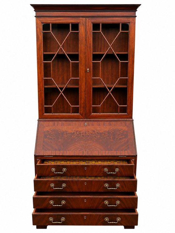 English mahogany secretary desk with glass-fronted display case – Wood (photo 6 of 7)