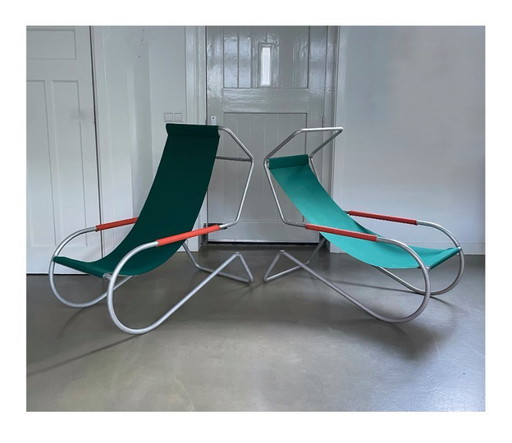 Set of midcentury ‘Lido’ sun lounge chairs, design Battista and Gino Giudici