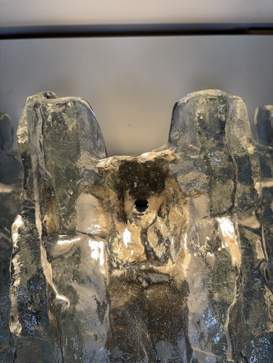 Image 1 of Lampe à baguette ijsglas, sur porte double J.T. Kalmar à Oostenrijk, jaren 60 sur 70.