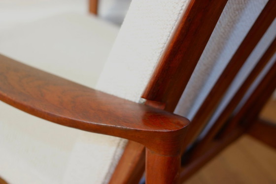 Paire de fauteuils scandinaves vintage teck 1960, Roche Bobois, Bois, Textile, Marron, Mid Century Modern (photo 13 sur 13)