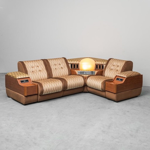 MODULAIRE 3-ZITSBANK IN MODERNE STOF UIT DE JAREN 70