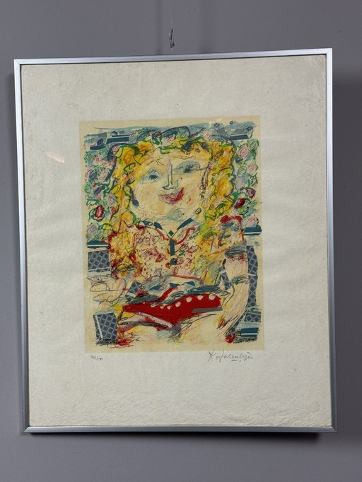 Nina on Holiday by Kees Salentijn, Screenprint (Silkscreen) on paper nr. 277/500. The Netherlands, 1970s.  