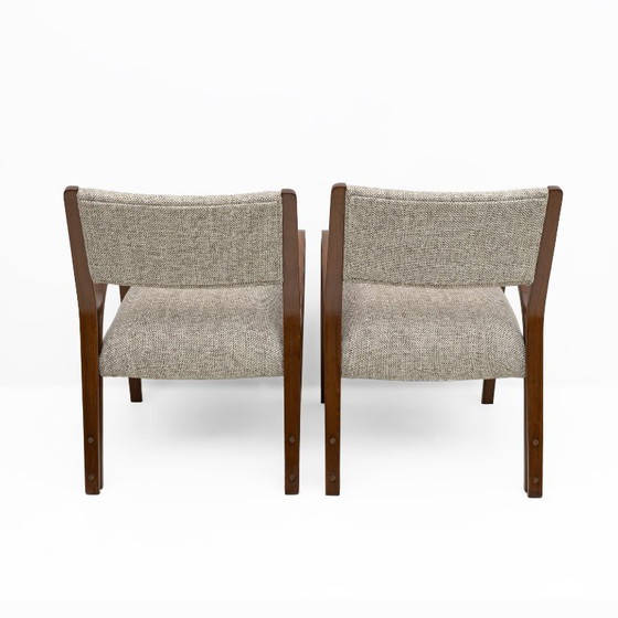 Image 1 of Art Dèco Italiaanse stoffen twee fauteuils en kleine bank, jaren 1930