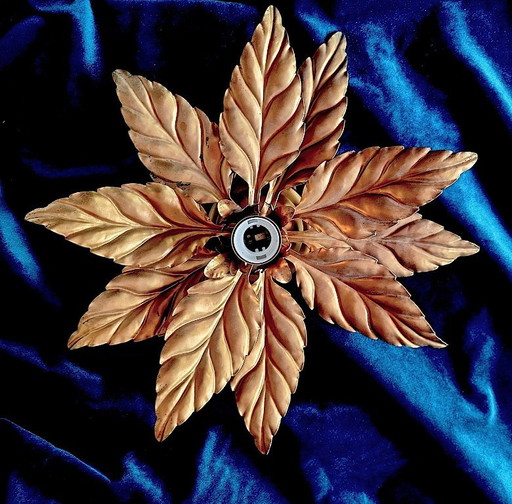 Plafoniera Fiorentina Mid-Century placcata oro di Hans Kögl, anni '60