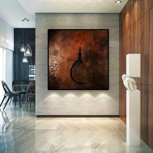 Frances Eckhardt - dark mysterious artwork hand-painted figurative painting figure 100x100 cm