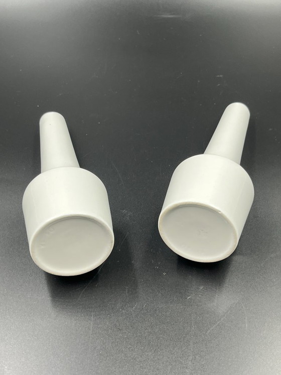 Image 1 of Pair of vintage white ceramic bud vases