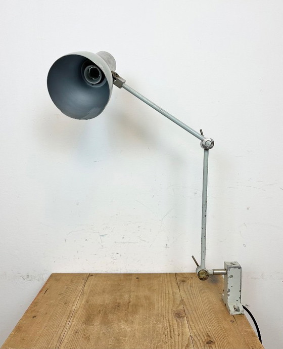 Image 1 of Lampe de table industrielle grise d'Elektrosvit, années 1970