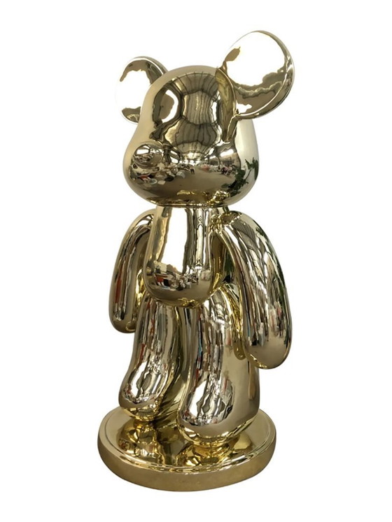 Image 1 of Fiberglass Sculpture - Brick Bear Figure - Gold