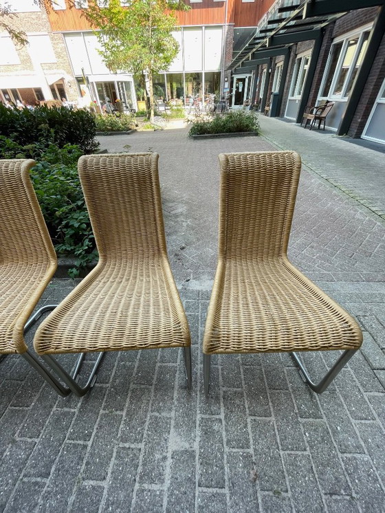 Image 1 of 6x Tecta B20 Eetkamer stoelen, Beige / zilver