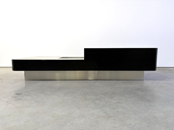 Vintage coffee table by Willy Rizzo, 1970s – Wood, Aluminium (photo 9 of 11)