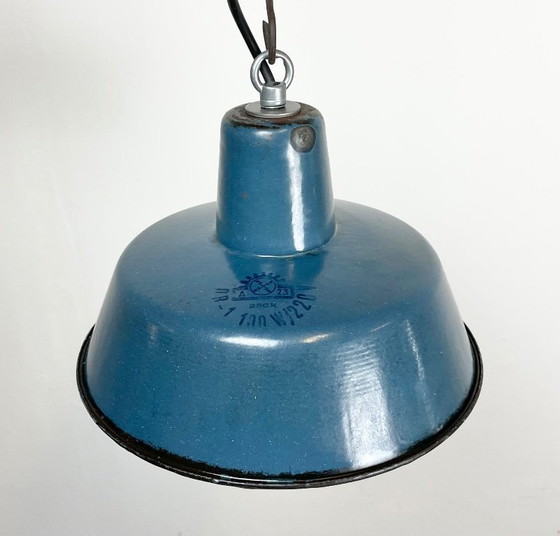 Image 1 of Industrial Blue Enamel Pendant Lamp, 1960s