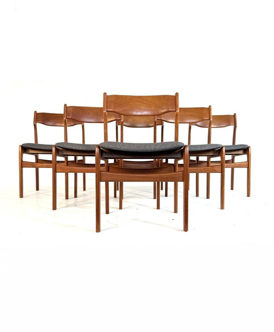 Image 1 of 6 sedie da pranzo restaurate Burchardt-Nielsen anni '70