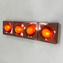 Set of 4 Bronze Space Age Wall Lamp, 1970s