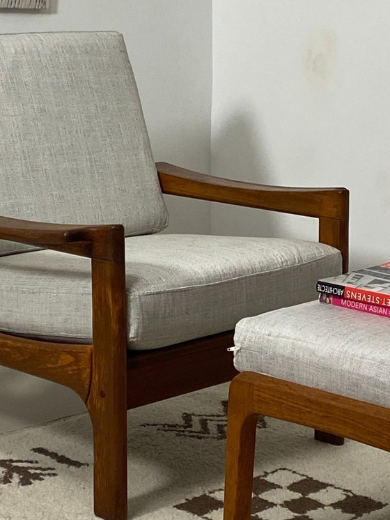 Image 1 of Poltrona e pouf in teak danese – anni '60