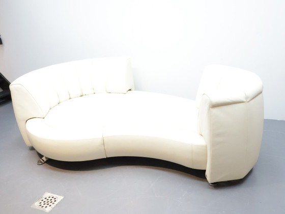 Image 1 of Sofá De Sede DS164 de piel color blanco roto